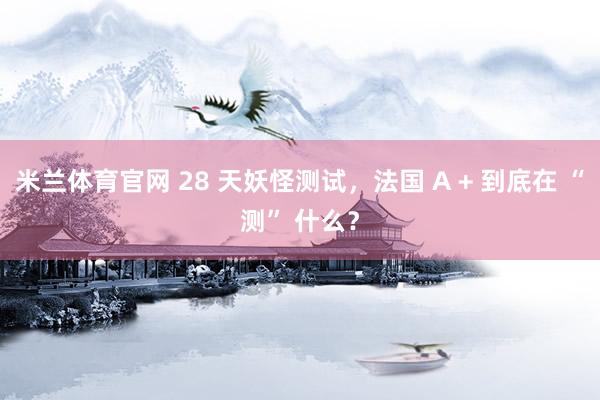 米兰体育官网 28 天妖怪测试，法国 A + 到底在 “测” 什么？