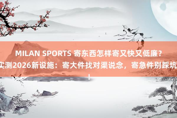 MILAN SPORTS 寄东西怎样寄又快又低廉？实测2026新设施：寄大件找对渠说念，寄急件别踩坑！