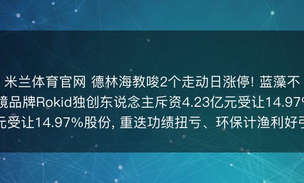 米兰体育官网 德林海教唆2个走动日涨停! 蓝藻不休头部企业获AI眼镜品牌Rokid独创东说念主斥资4.23亿元受让14.97%股份， 重迭功绩扭亏、环保计渔利好引资金热捧