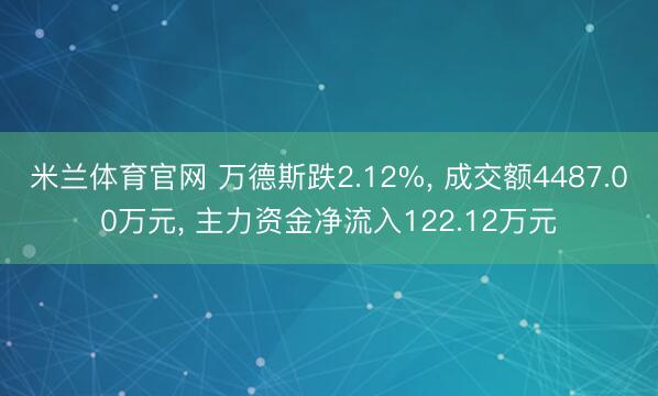 米兰体育官网 万德斯跌2.12%， 成交额4487.00万元， 主力资金净流入122.12万元
